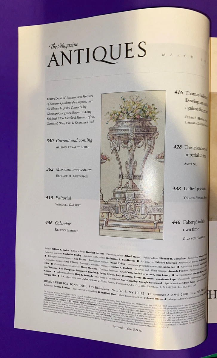 The Magazine ANTIQUES March 1996 Faberge Arts Of Imperial China | eBay
