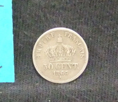 1866 A Frankreich 50 Centimes .835/.0671 Silbermünze KM 814,1 Y 29,1 sehr schön - Bild 3 von 3