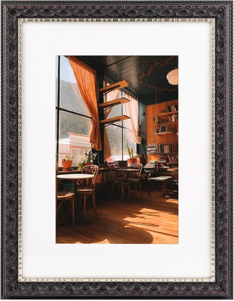 Marco negro 12x16 con tapete de vidrio y bisel - Ideal para compromiso y bodas Foto 3 de 4