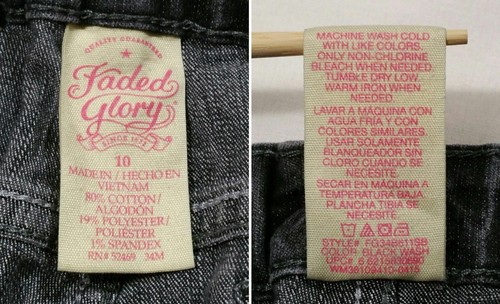 Faded Glory Girls Size 10 Skinny Jeans Gray Black Wash Stretch Adjustable Waist - Picture 3 of 8