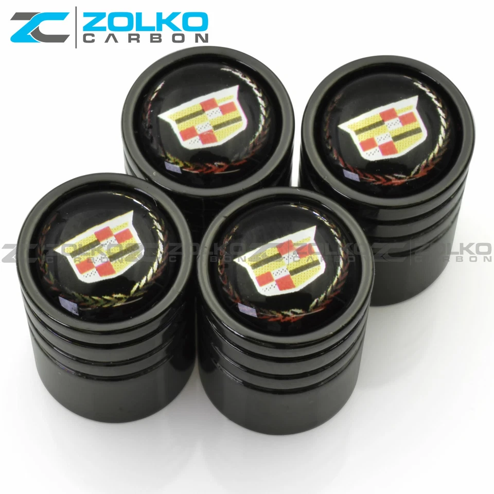 VALVE STEM CAPS WHEEL TIRE BLACK CHROME FOR CADILLAC  - US SELLER VE05 - Image 2 of 4