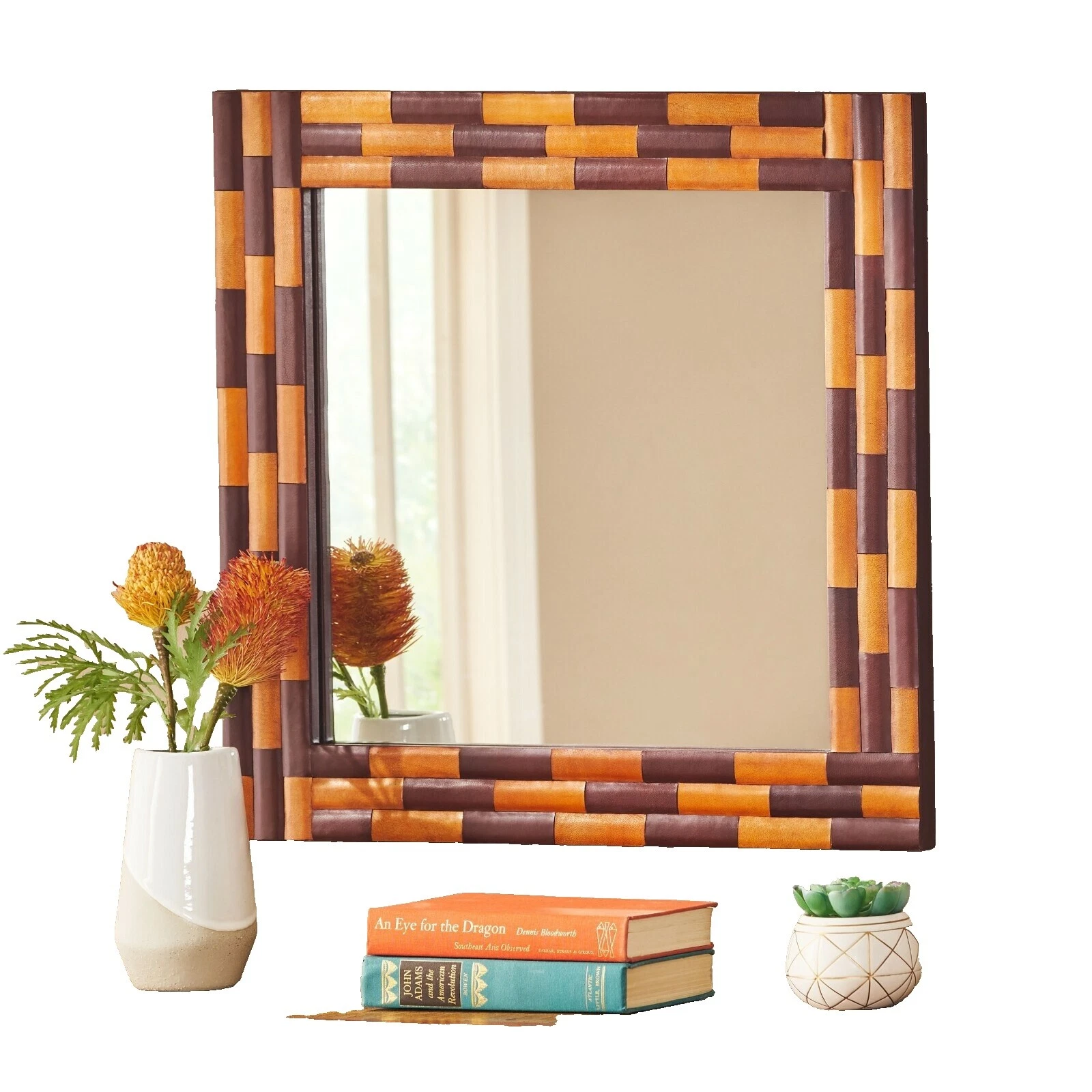 Leather Frame Square Home Décor Mirrors