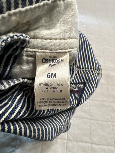 euc OshKosh B’Gosh Engineer Striped Denim Bib Overalls Size 6 Mo Comfy Halloween - Picture 5 of 5