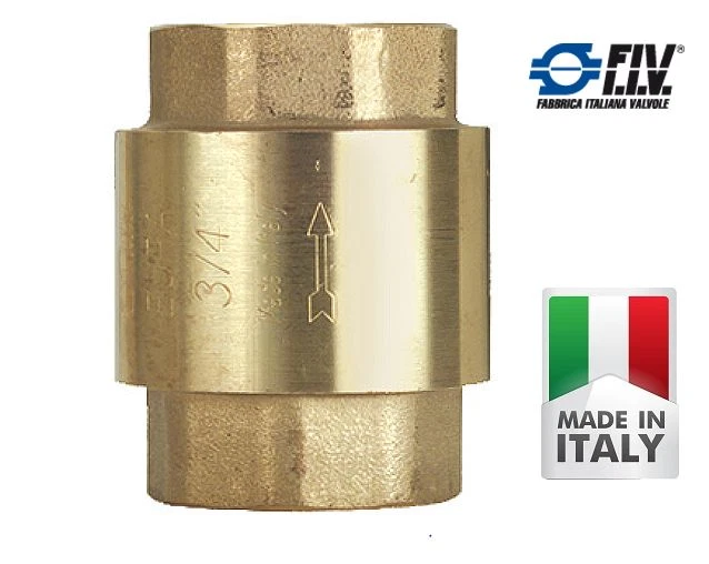F.I.V. VALVOLA DI NON RITORNO DI RITEGNO EUROPA IN OTTONE FF FEMMINA-FEMMINA DA 1/2 A 2