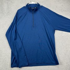 Rhone Adult Mens Pullover Shirt XL Blue Quarter Zip Lightweight Long Sleeve Logo