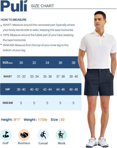 Pantalones cortos de golf para hombre calce relajado ligeros de secado rápido informales de verano de 5"" - Imagen 34 de 58