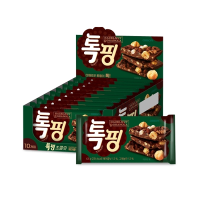 10X Orion Tokping Hazelnut Granola Chocolate Snack Full Packs 43g