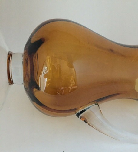Tall Amber Glass Pitcher Footed hand blown - Picture 12 of 12