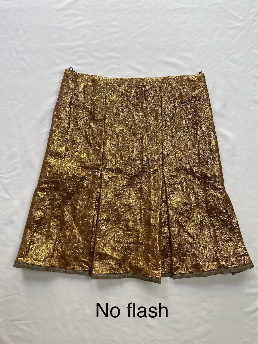 Prada Vintage Archive Spring 2002 Gold Brocade Lamé Pleat