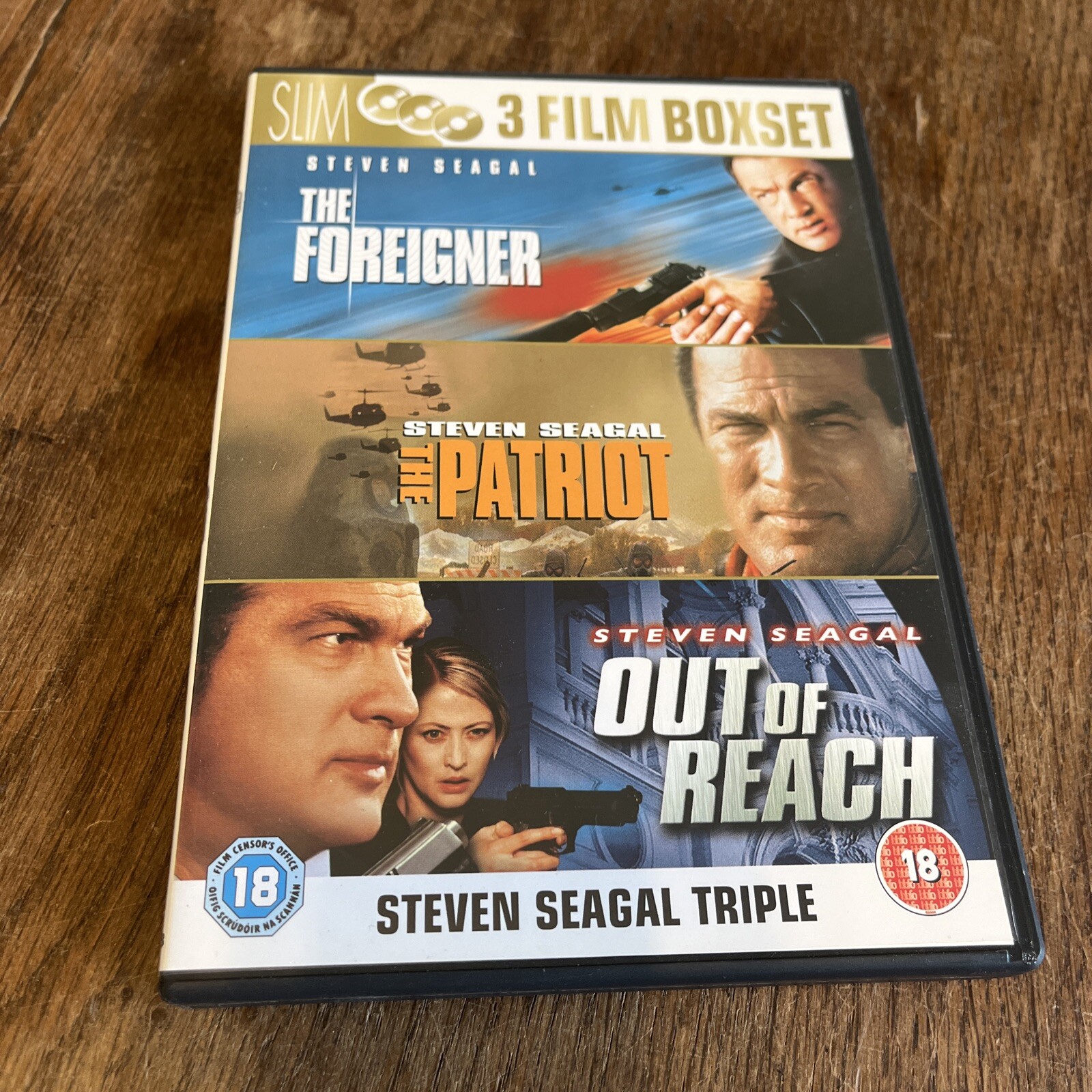 Steven Seagal Triple DVD Boxset Foreigner Patriot Out Of Reach Vgc