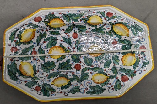 Large VTG Hand Painted Deruta Pottery Lemon Themed Rectangular Wall Plate Italy - Picture 5 of 5