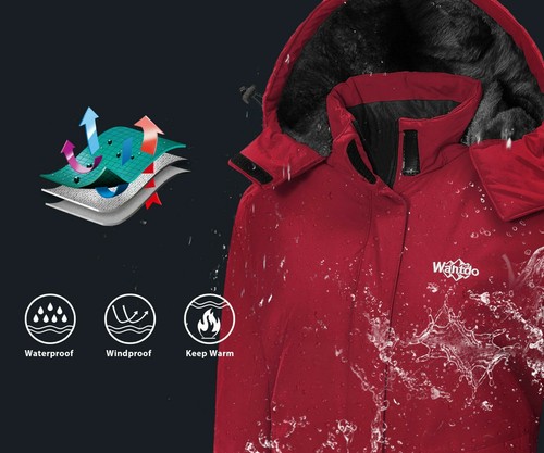 Wantdo Women's Ski Jacket Waterproof Winter Coat Windproof Warm Fleece Raincoat - Picture 11 of 66