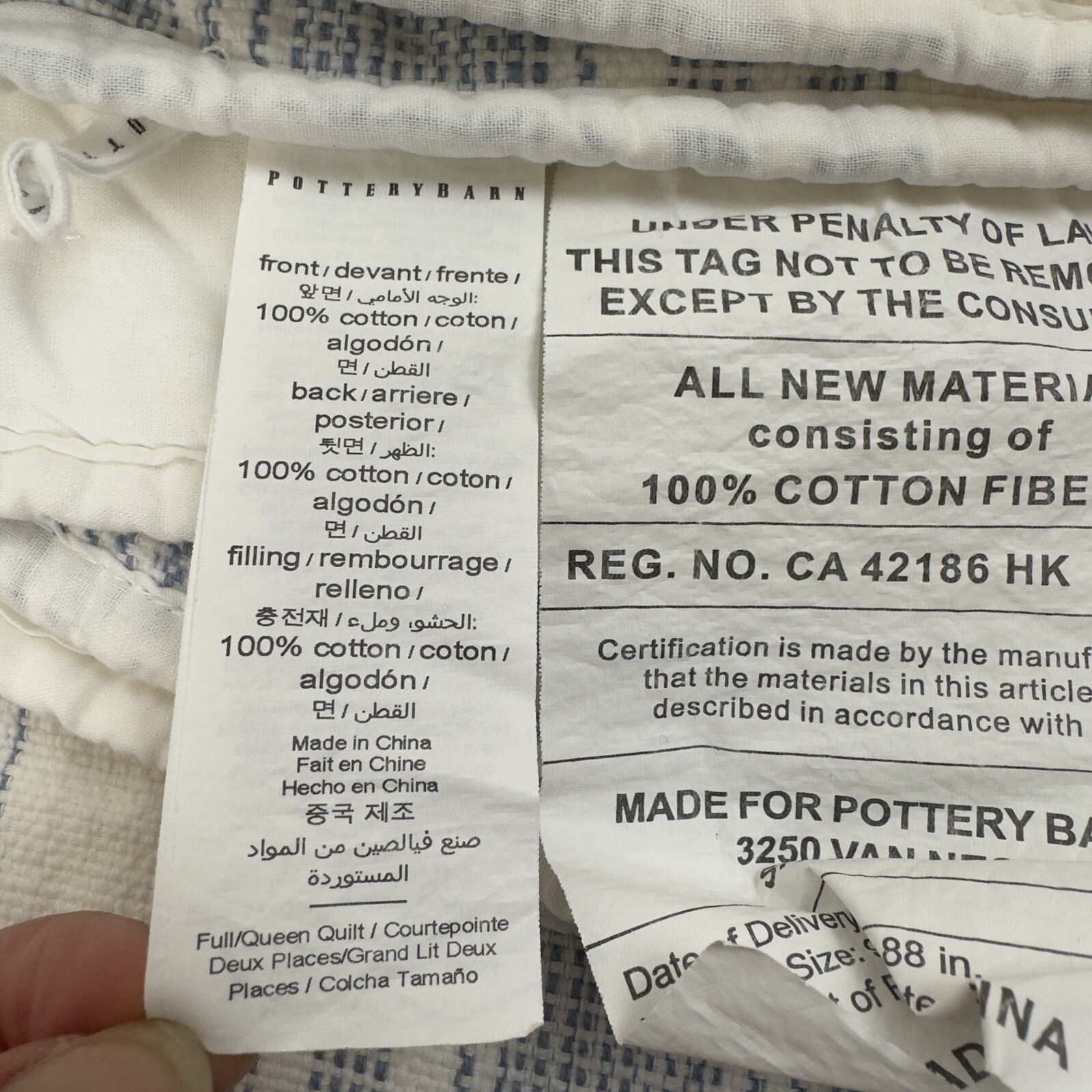 Pottery Barn Hawthorn Handcrafted Patchwork Cotton Quilt Full/Queen