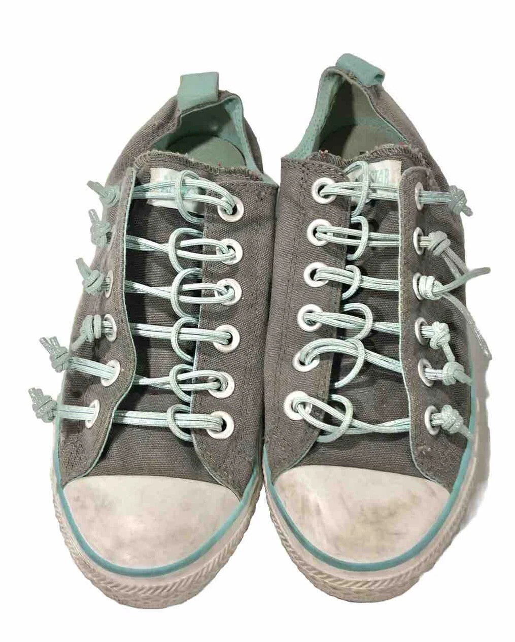 Scarpe slip on basse grigie Converse All Star Junior taglia 6 lacci scintillanti