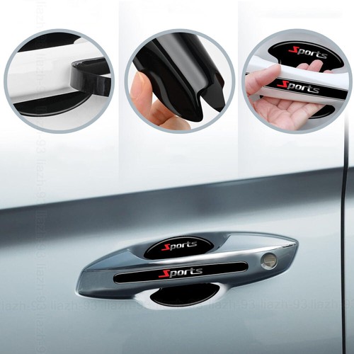 8x Black Sports Logo Car Door Handle Bowl Sticker Scratch Anti Scratch Protector - Picture 10 of 14
