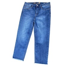 Seven 7 Women's Jeans  Size 10 Tower Straight Crop High Waisted Med Wash Mom