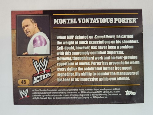 2007 Topps WWE Action #45 MONTEL VONTAVIOUS PORTER - Picture 2 of 2