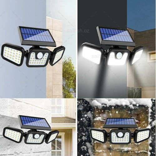 3 Head Solar Motion Sensor Light Outdoor Garden COB LED Wall Security Flood Lamp - Picture 10 of 12