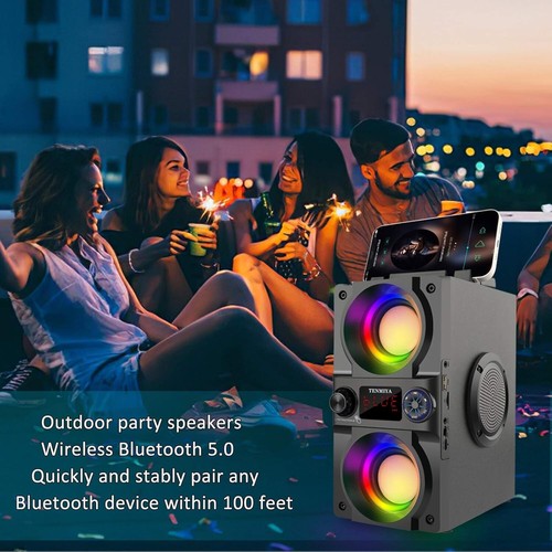Portable Wireless Speaker with LED Lights, FM Radio, and Heavy Bass – 60W Peak - Picture 8 of 11