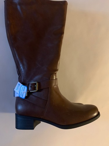 Wide Calf Knee High Brown Boots 