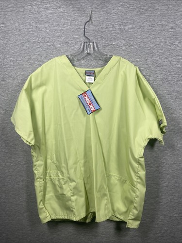 NUEVO Cherokee Auténtico Ropa de Trabajo Para Mujer Exfoliante Mangas Cortas Verde Lima Talla XL