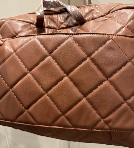 Gilda Paris Quilted Weekender Bag Brown $229 NWT - Picture 9 of 18