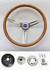 Blazer C10 C20 C30 Pick Up Grant Steering Wheel Blue Bow Cap Hardwood walnut 15"