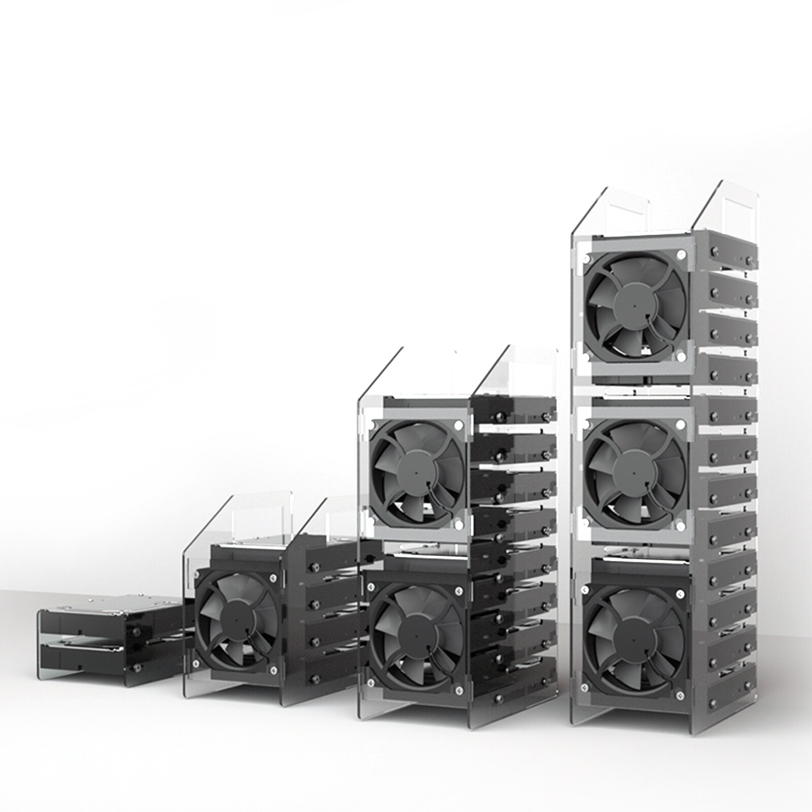 2/4/8/12 Bay Acrylic Hard Disk Rack 3.5 Inch HDD Bracket Holder Box Cage Casen3p