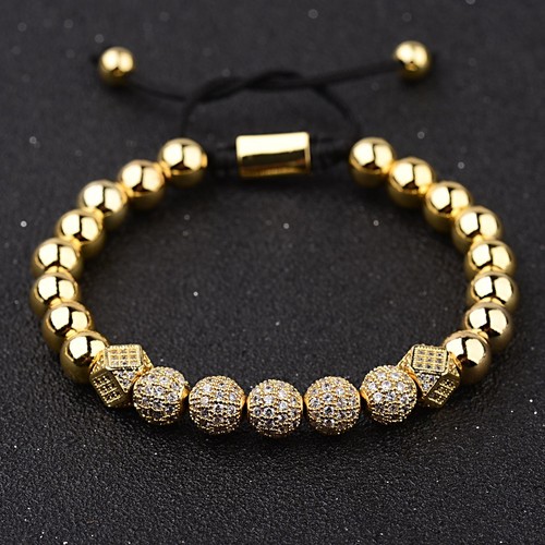 Luxury Men Women Micro Pave CZ Crown Copper Bead Braided Macrame Bracelets Gifts - Picture 15 of 51