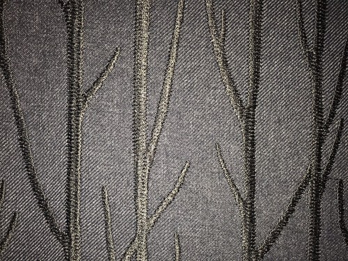 BLACK EMBROIDERED CURTAIN FABRIC 2.05m Ashley Wilde ENCHANT ONYX Woven Tree - Picture 2 of 5