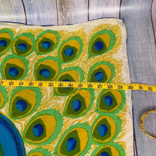 Vera Neumann Vintage 1960s Peacock Feather Silk Scarf - Picture 3 of 5
