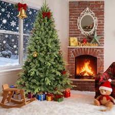 7ft Green Spruce Realistic Artificial Christmas Tree with Stand 1816 PE PVC Tips