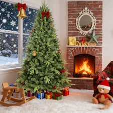 7ft Green Spruce Realistic Artificial Christmas Tree with Stand 1816 PE&PVC Tips