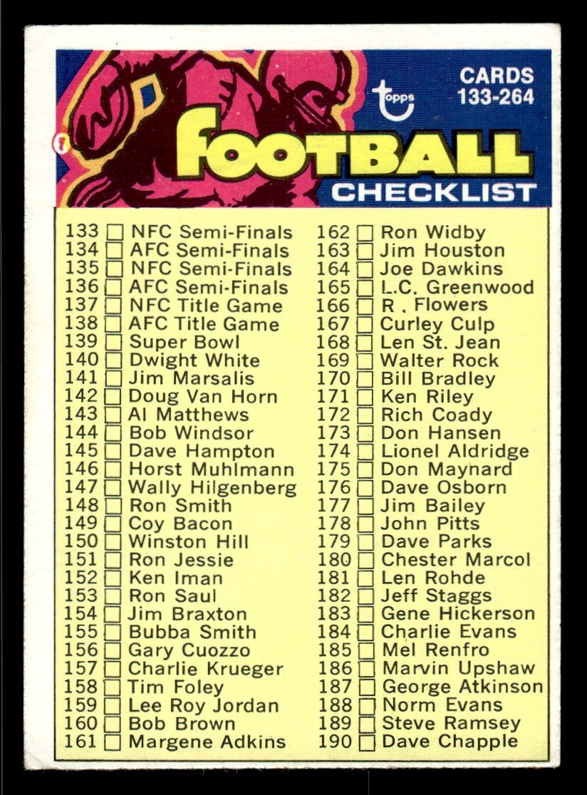 1973 Topps #358 Checklist: 265-396