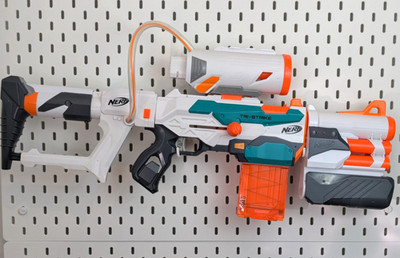 Nerf Modulus Tri-Strike with Missile Launcher + Mega Dart Attachment (Tested)