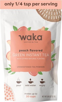 Waka Instant Green Tea Mix, Peach Flavored -  Tea Leaves, No Additives