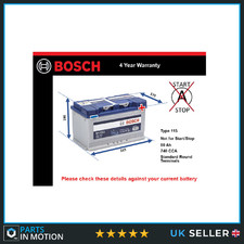 Battery fits AUDI Q7 A2 S3 A7 A5 Q5 TT A8 RS5 S4 S5 TT RS A6 Bosch 115