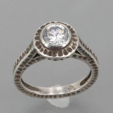 Retired Silpada PERFECT BLISS Oxidized Sterling Textured CZ Ring R2076 Size 5.75