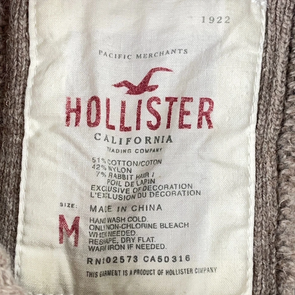 Vintage Y2K Hollister Cardigan Sweater Women Medium Brown Cable Knit Pockets - Image 3 of 4
