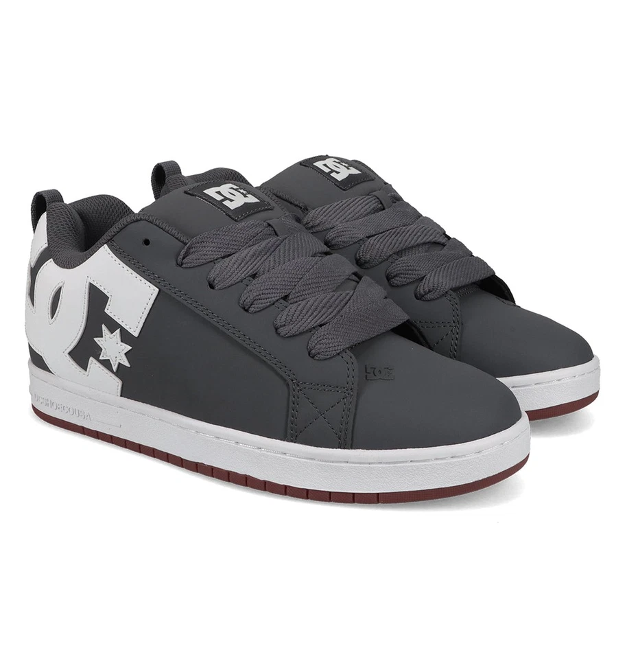 DC Shoes Para Hombre Court Graffik Zapato de Skate Gris/Blanco - DC01661065-GRYWHT, Gris/Blanco Foto 2 de 4