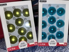 Ashland 20 Glass Christmas Ornaments Sets 1.7  -10 Turquoise/10 Green Colors
