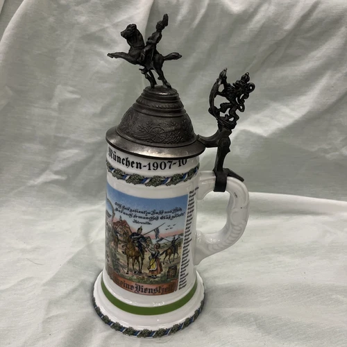 Kuhn GERMAN LITHOPHANE REGIMENTAL Style STEIN - Shelf 6 - Picture 1 of 12