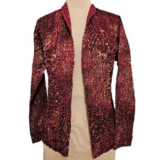 Coldwater Creek Red Textured Open Front Jacket Women s Small Elegant Blazer