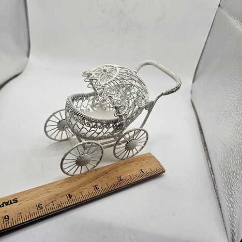 Vintage Miniatur Puppenhaus Möbel Draht Kinderwagen, Kutsche - Bild 8 von 9