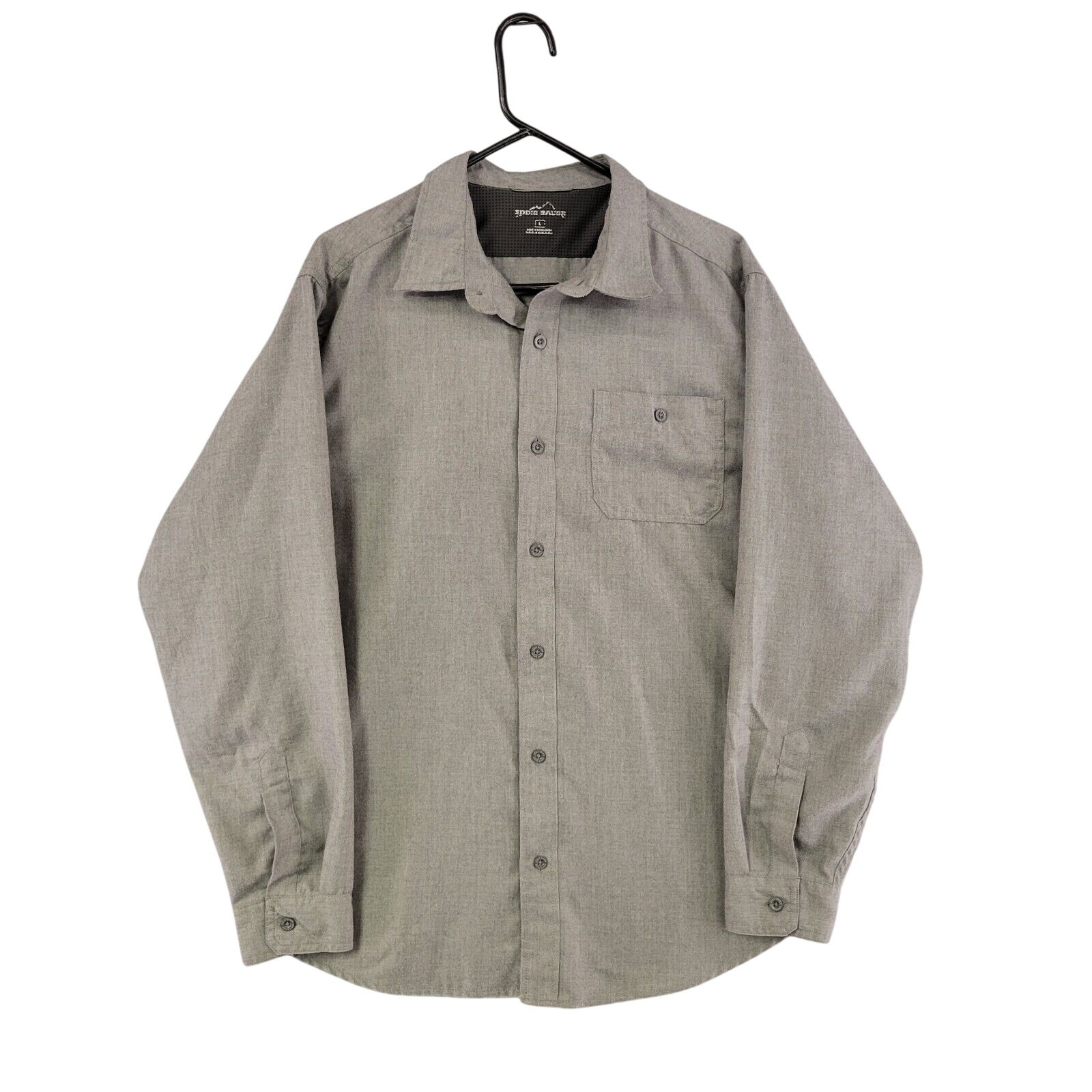 Eddie Bauer Shirt Men's Size L Large Gray Button Up Long Sleeve Collared Casual