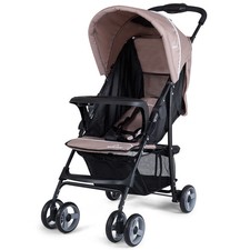 Toddler Travel Stroller for Airplane with Canopy and Adjustable Backrest-Coffee
