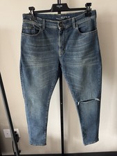 Saint Laurent Paris Distressed Vintage Blue Denim