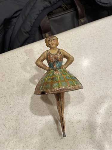 Tin Litho Toy Marx Ballerina Spinning Figurine Toy Ballet Girl VTG Collectible