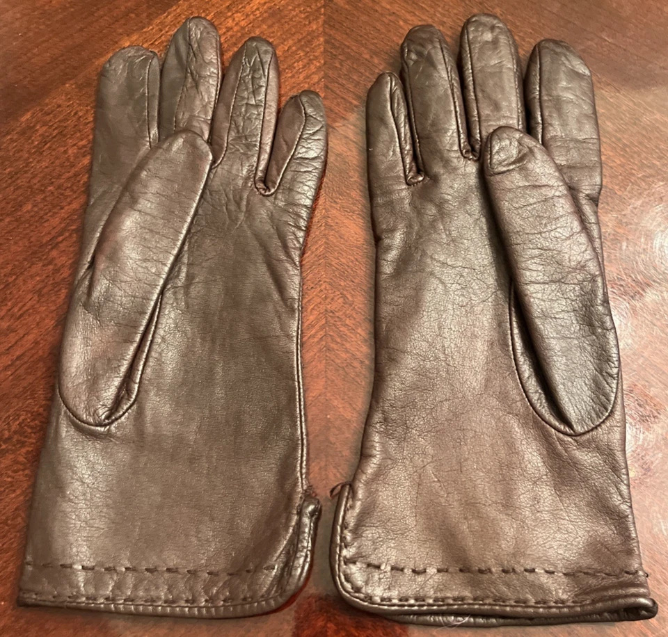 Guantes Grandoe Vintage 100% Cuero Talla M Marrón Forrados Poliéster Suave Drive Usados en Excelente Condición Foto 3 de 4