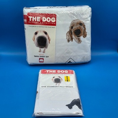 Vintage Twin Sheet Set  & Pillowcase The Dog Artlist Collection